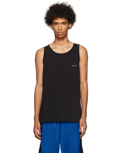 Versace Two-pack Black Boat Neck Tank Tops