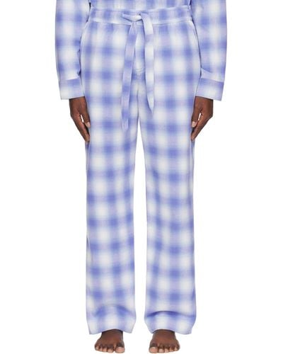Tekla Plaid Pajama Pants - Blue