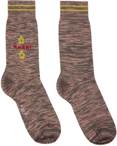 Marni Pink & Grey Marled Socks - Brown