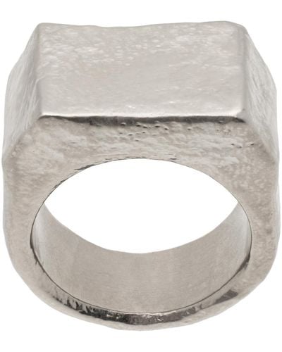 MM6 by Maison Martin Margiela Metal Chiseled Ring - Metallic