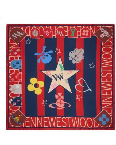 Vivienne Westwood レッド&ネイビー Football スカーフ