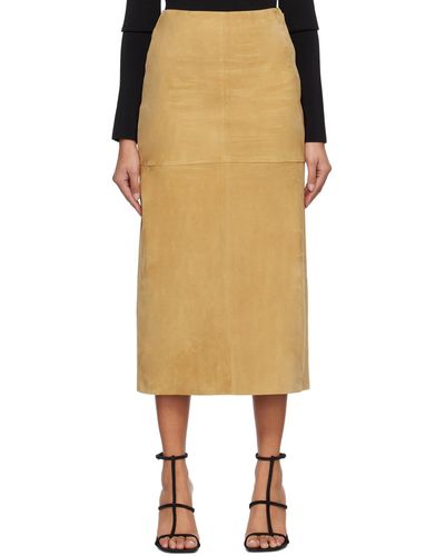 Ferragamo Tan Panelled Midi Skirt - Multicolour