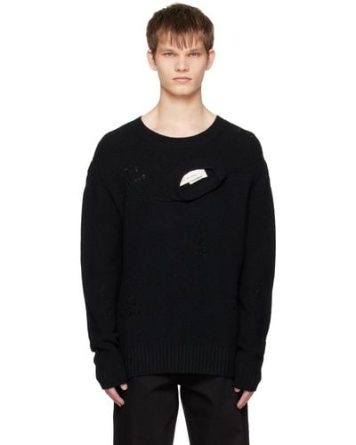 Feng Chen Wang ディストレス セーター - ブラック