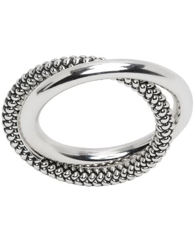 Bottega Veneta Silver Twist Ring - Metallic