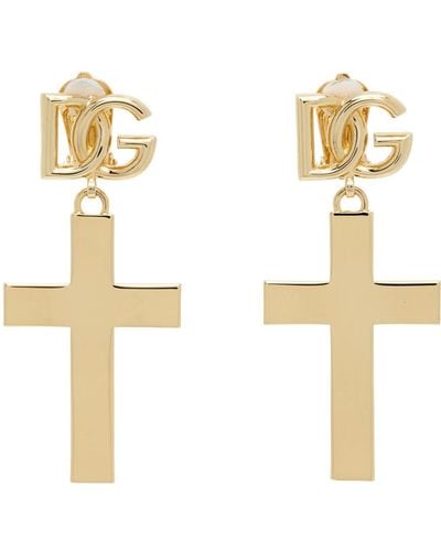 Dolce & Gabbana Dolce&gabbana Gold Cross Earrings - White