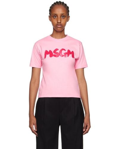 MSGM ロゴプリント Tシャツ - ピンク