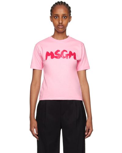 MSGM T-shirt rose à logo imprimé
