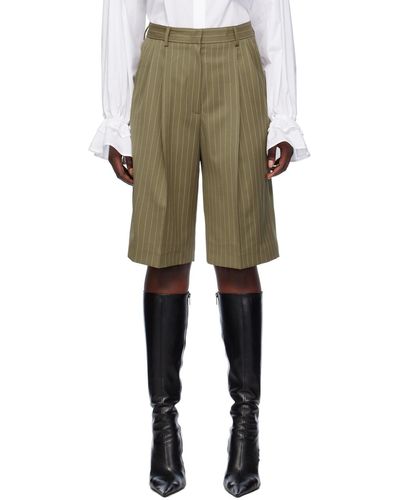 MSGM Khaki Pinstripe Shorts - Natural