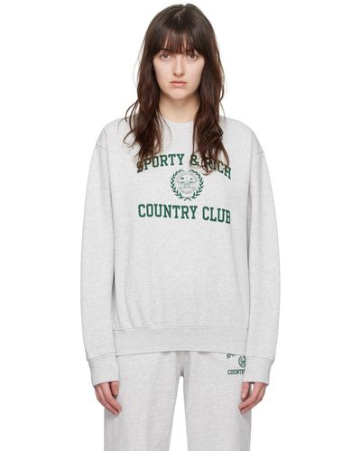 Sporty & Rich Grey Varsity Crest Sweatshirt - Multicolour