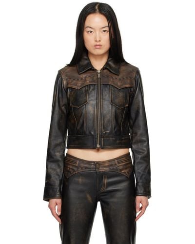 Guess USA Colorblock Leather Jacket - Black