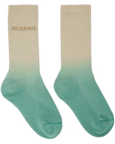 Jacquemus Beige & Blue Le Raphia 'les Chaussettes Moisson' Socks - Green