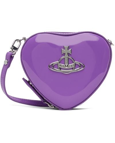Vivienne Westwood Shiny Mini Heart Crossbody Bag - Purple