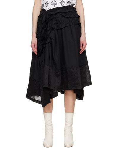 Tao Comme Des Garçons Ruffled Midi Skirt - Black