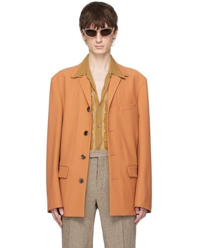 Dries Van Noten Orange Buttoned Blazer