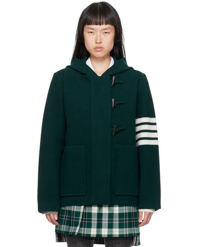 Thom Browne Green 4-bar Coat