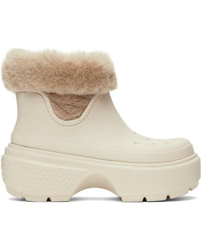 Crocs™ Off-white Stomp Boots - Black