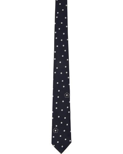 KENZO Cravate noire à pois - paris