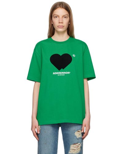 Adererror T-shirt vert à image floquée