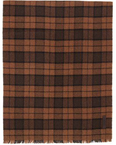 Zegna Brown Checked Scarf