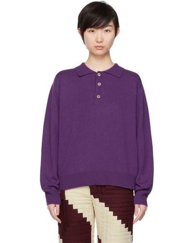 Bode Purple Cashmere Polo