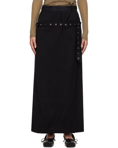 ROKH Belt Strap Midi Skirt - Black