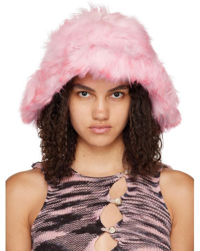 Stand Studio Pink Wera Oversized Faux-fur Bucket Hat