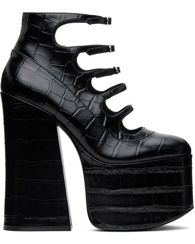 Marc Jacobs Chaussures à talon bottier kiki noires en cuir gaufré façon croco