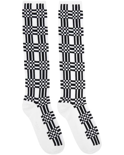 Marni White & Black Check Socks