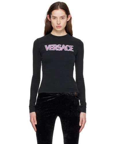 Versace プリント 長袖tシャツ - ブラック