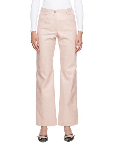 MSGM Pink Straight-leg Faux-leather Pants - Multicolor