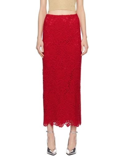 Valentino Vented Maxi Skirt - Red