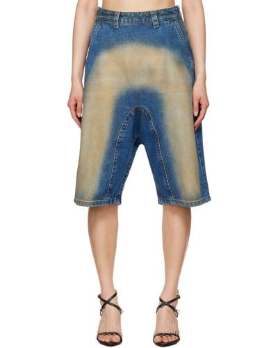 Y. Project Souffle Denim Shorts - Blue