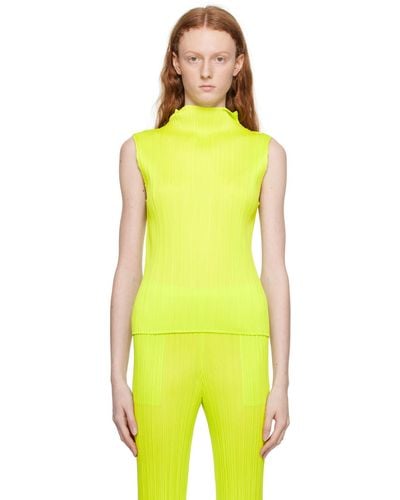 Pleats Please Issey Miyake Green New Colorful Basics 3 Turtleneck - Yellow