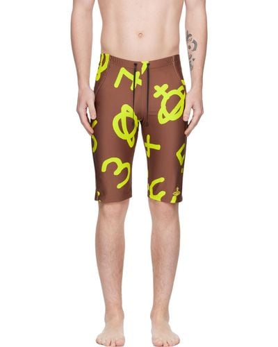 Vivienne Westwood Brown Printed Swim Shorts - Yellow
