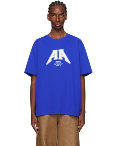 Adererror ブルー ロゴプリント Tシャツ