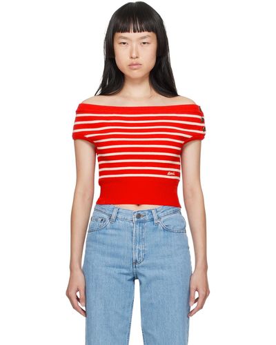 Ami Paris T-shirt de style marin rouge
