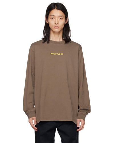 WOOD WOOD Herc Flower Long Sleeve T-shirt - Brown