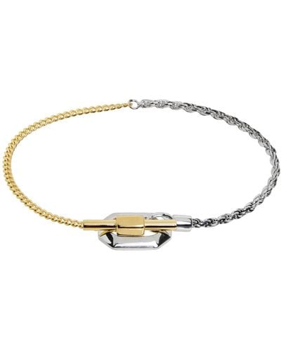 Bottega Veneta Gold & Silver Facet Chain Bracelet - Black