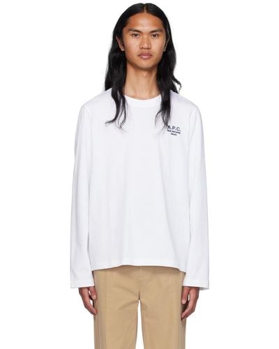 A.P.C. . White Oliver Long Sleeve T-shirt