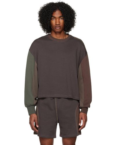 Eckhaus Latta Pull molletonné mauve à panneaux - Noir