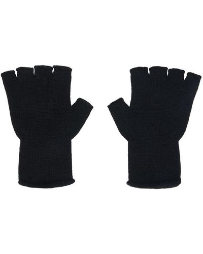 The Elder Statesman Ssense Exclusive Black Heavy Fingerless Gloves