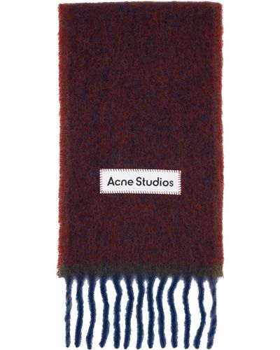 Acne Studios Écharpe rouge et bleu à franges