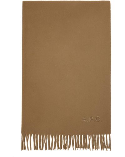 A.P.C. Écharpe alix brun clair à logo brodé - Marron