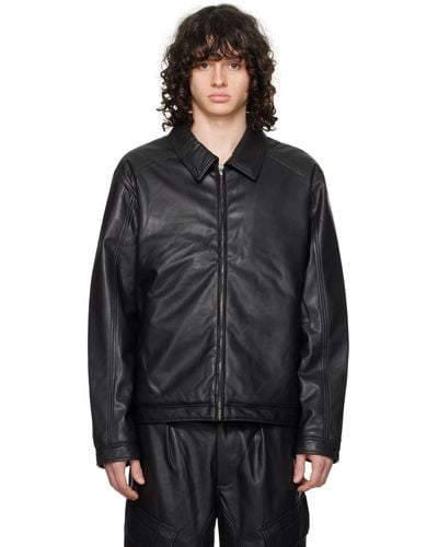 Sophnet Single Rider's Faux-leather Jacket - Black