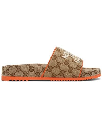Gucci Beige & Orange The North Face Edition gg Sandals - Multicolour