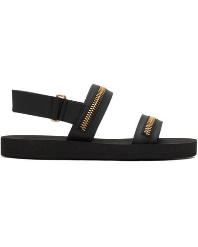 Giuseppe Zanotti Zip Flat Sandals - Black