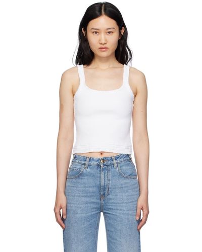 Chloé White Ruffle Tank Top - Blue