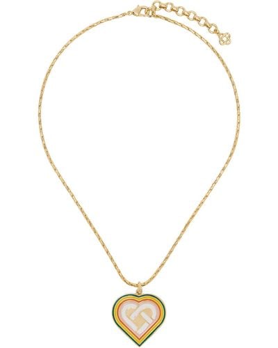 Casablancabrand Heart Monogram Medallion Necklace - Multicolor