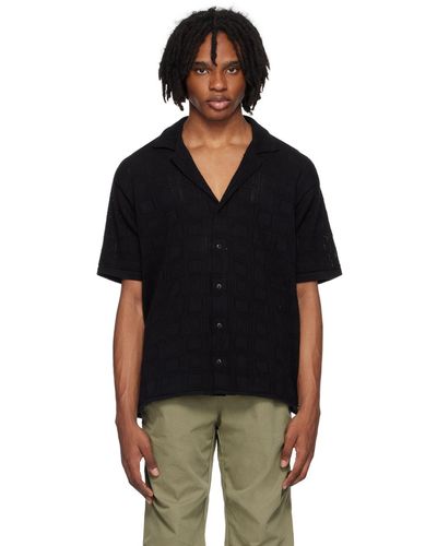 Represent Open Spread Collar Shirt - Black