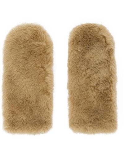 Meteo by Yves Salomon Brown Convertible Mittens - Natural